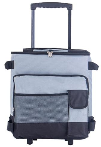 Enfriador con Ruedas, refrigerador con Ruedas y Tirador, 43 L, Impermeable, de bajo Ruido, Plegable, con múltiples Bolsillos, Cierre de Cremallera, Aislado para Exteriores