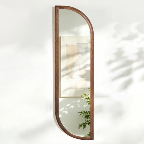 Cagnolier Wandspiegel Asymmetrischer Holz,105x30cm Groß Spiegel Holzrahmen | Boho Wandspiegel, Rahmen aus Massivholz, Ganzkörperspiegel Asymmetrisch Holzrahmen für Wohnräume, Zimmer, Badezimmer