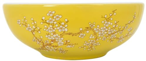 Lavabo à poser en céramique, blanc, jaune, rond, 41 x 14 cm
