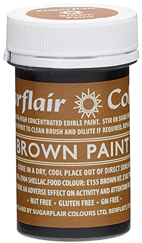 Sugarflair Brown Edible Food Paint, for Painting Icing, Sugar Pastes, Flower & Modelling Pastes, Royal Icing, Marzipan & Buttercream - 20g