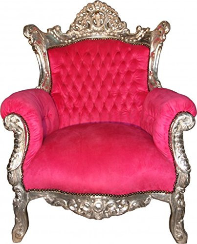 Casa Padrino Antik Stil Wohnzimmer Sessel Al Capone Pink/Silber 80 x 90 x H. 128 cm - Barock Möbel