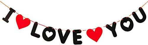 LUOEM I LOVE YOU Banner Girlande Valentinstag Banner Bunting Girlande Hochzeit Verpflichtung Jubiläum Hochzeit Braut Dusche Party Dekorationen