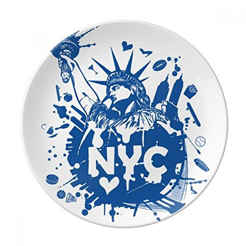 DIYthinker New York City de la Liberté décorative Porcelaine Assiette à Dessert 8 Pouces Dîner Accueil Cadeau 21cm diamètre Multicolor