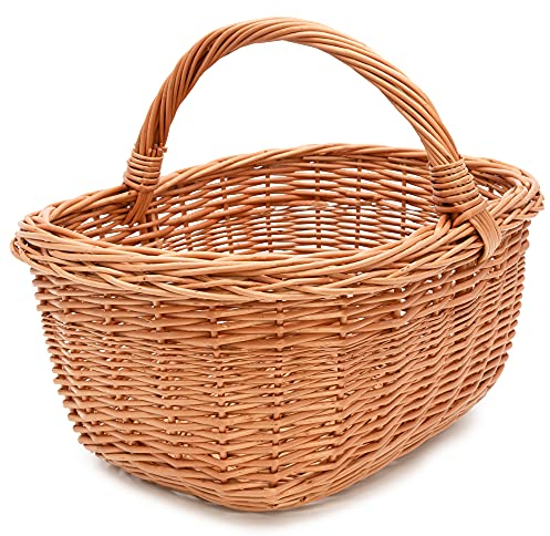 TYSK Design Einkaufskorb - Henkelkorb, Korb zum Einkaufen/Marktkorb geflochten aus Weide