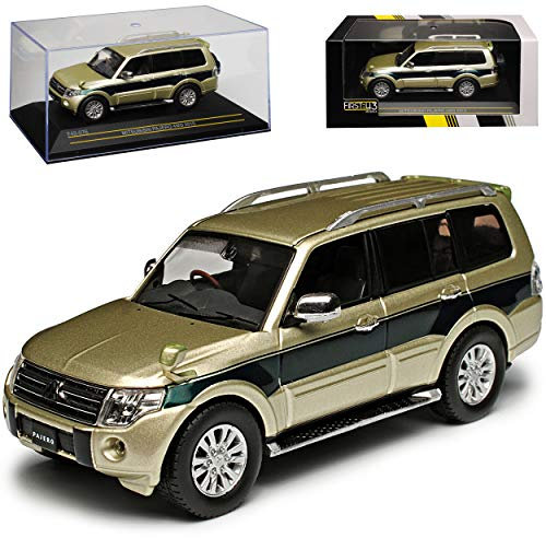 First 43 Mitsubishi Pajero Pearl Beige mit Gruen 4. Generation Ab 2007 1/43 Modell Auto mit individiuellem Wunschkennzeichen