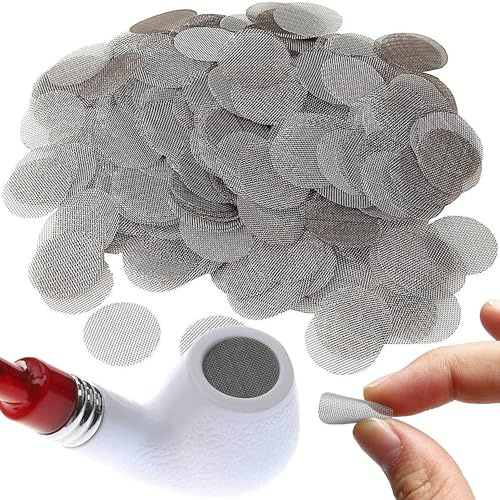 MINGZE 200 Stück Edelstahl Screen, Pipe Screens Rohr Filterung Rauchen Pfeife Sieb Filter 20 mm, Einlegesiebe Pfeifensiebe Stahlsiebe Rauchfilter für Pfeife, Bong, Vaporizer