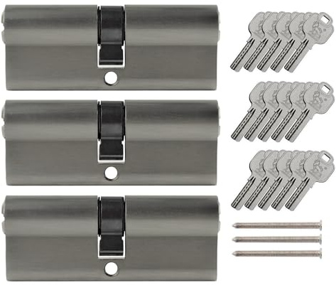3x Profilzylinder 90 mm 45/45 gleichschließend inkl. 15 Schlüssel
