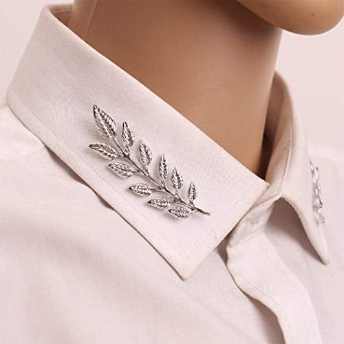 Yienate Broche et broche tendance avec motif feuille - Bijoux de couleur argentée pour homme et femme (1 paire) - Taille unique - Strass argentés