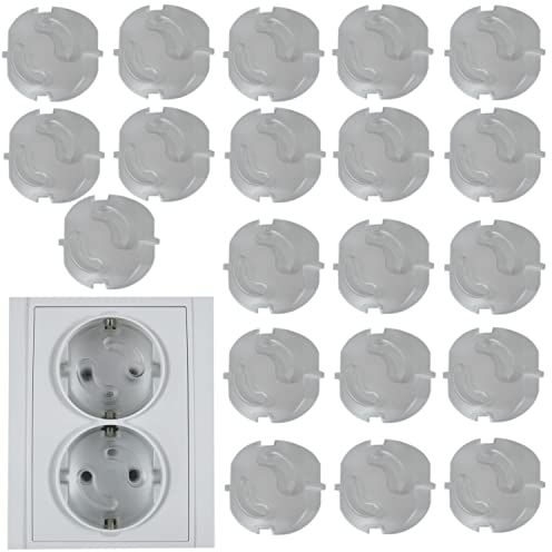 Steckdosensicherung - Kindersicherung - Steckdosenabdeckung - 10 oder 20 Stück - Made in EU (transparent x 20)
