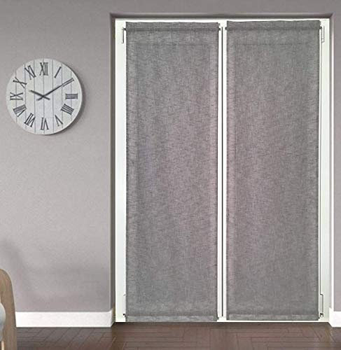 mauro Tende tendine a pannello a vetro per Finestra e porta confezionate su misura-Larghezza cm 45/50/60/65/80 -Tende a Vetro-Tessuto Grigio Effetto Lino (50x225 cm)