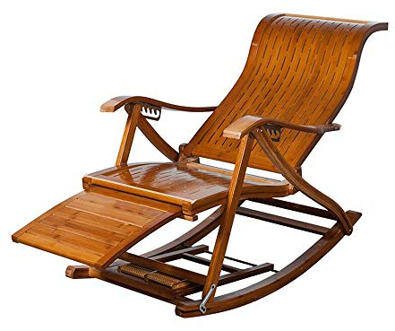 FUFU Deckchairs Bambus-Folding Chaise-Longue 6-Position Einstellbarer Schaukelstuhl-Recliner-Garten Sonnenbaden mit Fußhocker & erweiterter Massage-Balkon-Rechnungsstuhl 600lb. Klappbar