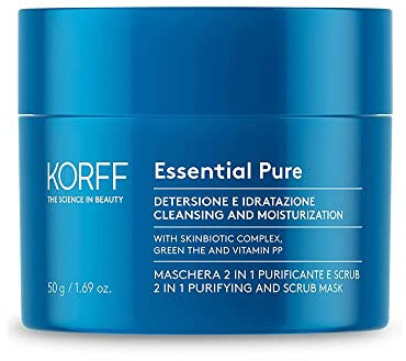 KORFF Essence Maschera 2 in 1 Purificante e Scrub, Elimina le Impurità, per Pelle Normali e Miste, 50ml