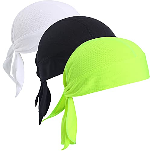 VIAUMBR Bandana Cap Unterm Radhelm Sommer Kopftücher Fahrrad Mütze Kopftuch Piraten Tücher Luftiger Stoff Für Schwimmen Joggen Laufen Wandern Berggehen Radfahren und Motorrad Black White Green