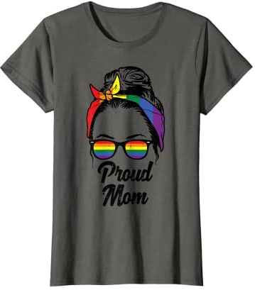 Proud Mom Rainbow Bandana Sunglasses Gay Pride LGBTQ Women T-Shirt