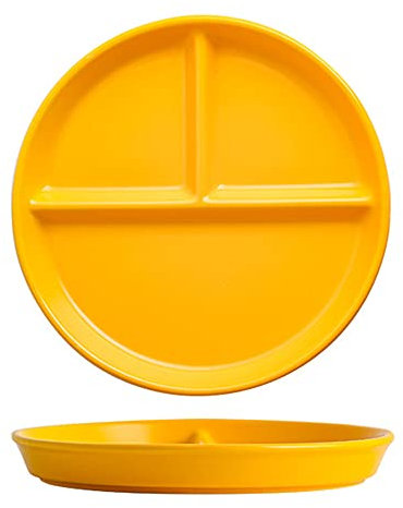 OnePine Assiettes Divisées en Céramique Assiette Compartiment Adulte diet Assiettes Plates de Table Assiettes Portions Assiettes à Salade
