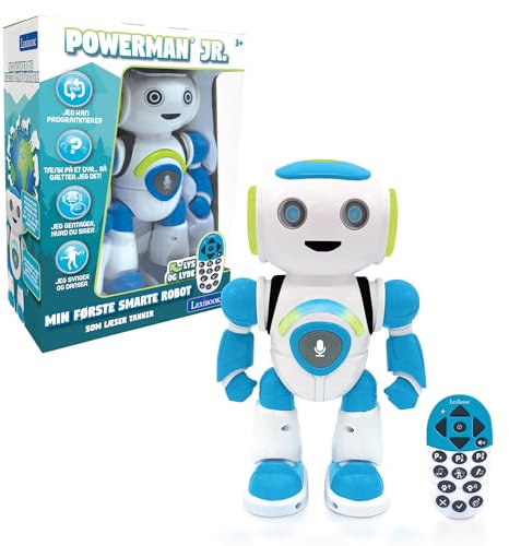 Lexibook, Powerman Jr., Robot giocattolo intelligente interattivo che legge nella mente giocattolo per bambini che ballano musica, Blu, ROB20IT