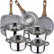 SAN IGNACIO 8-teiliges Kochgeschirr-Set Dina, Edelstahl, mit Pfannen-Set (18/22 cm) und Grill 28x28 cm Daimiel aus geschmiedetem Aluminium