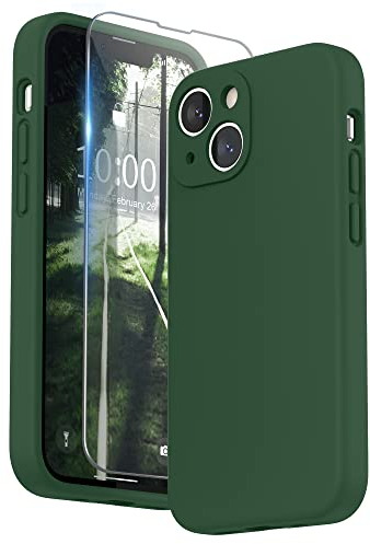 SURPHY Liquid Silicone Case for iPhone 13 mini Case, Individual Protection for Each Lens Shockproof Rubber Full Body Thickened Design for iPhone 13 mini 5.4 inch 2021, Clover Green