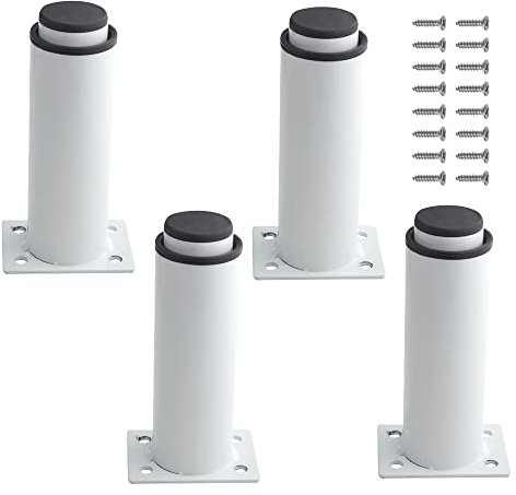 XINMEIWEN Lot de 4 pieds de meubles réglables en métal robuste pour table, lit, canapé (120 mm-180 mm, blanc)