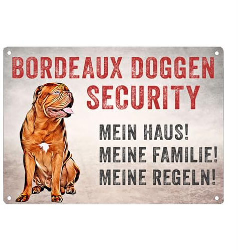 Cadouri Hunde-Warnschild 'Bordeaux Doggen Security'┊UV-beständig┊Türschild mit Hundemotiv 28 x 20 cm┊tolle Geschenkidee für Hundebesitzer