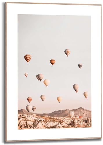 REINDERS Gerahmtes Bild, Heißluftballon, Wohnzimmer, Bilder, Wanddeko, Room Decor, MDF, Beige, 70x50cm