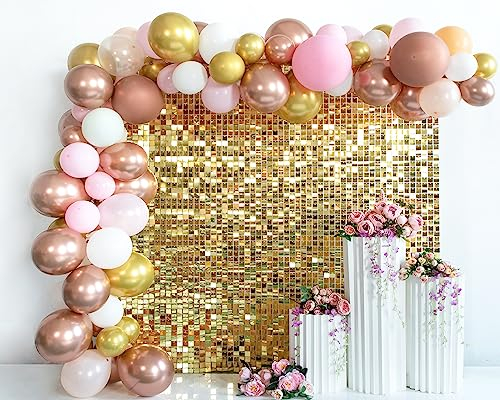 Kate Schimmernde Wand Hintergrund Gold Quadratisch Pailletten Glitzer Foto Hintergrund Paneel Dekoration für Geburtstag Party Hochzeit Jahrestag 30×30 cm (12 STK.)