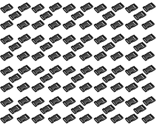 SolaDirect Side Release Buckles Clips for 10 mm / 0.39 inch Webbing Strap, Squeeze Fasteners, Black Delrin Plastic (Pack of 100)