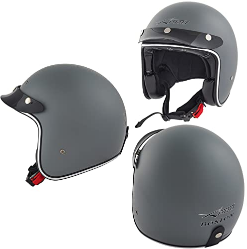 Motorradhelm Jet Helmet Homologated ECE 22-06 Mattgrau Custom Scooter XL