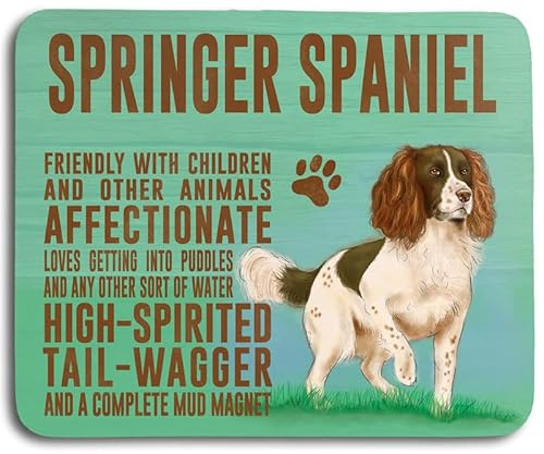 The Original Metal Sign Mouse Mat - Dog Characteristics: Springer Spaniel