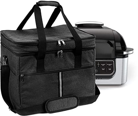 Kingshion Aufbewahrungstaschen kompatibel für Ninja Foodi Grill FG551, Aufbewahrungstasche vorne und seitliche Einsatztasche, Aufbewahrungstaschen für Ninja Foodi Picknick und Familienfeier (Tiefgrau)