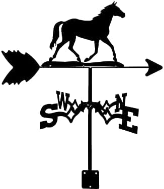 Wetterfahne Hund Pfeil Pferd Silhouette Hof Schmiedeeisen Wetterfahne Windrichtungsanzeiger Wetterhahn Messwerkzeuge Edelstahl mit Anti-Rost-Beschichtung Satinschwarz für Dach M