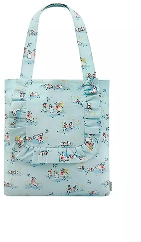 Cath Kidston Einkaufstasche aus Baumwolle mit Rüschen, Hasen und Lämmern, Hellblau, hellblau, Medium