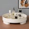 KUAOOAUK Round Bathroom Tray, Wooden Countertop Vanity Tray, White Decorative Storage Tray with Base for Home Toiletries Makeup Dresser Bathroom Perfume Jewelry Towel Decor