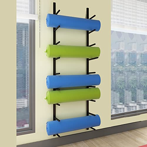 LOHXA Yoga Mat Holder Adjustable Hanging Yoga Mat Wall Holder, 9 - Sectional Large Capacity Gym Exercise Mat Organizer For Foam Roller/Brick, Custom Width