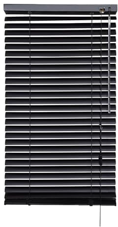iYueMps Black Aluminium Venetian Blinds 60 x 160cm Blinds Window for Clamping or Dirlling Window Blind Strong Trimmable Easy Fit 25mm Slat for Office, Bathroom, Bedroom, Living Room