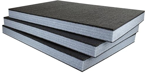 Harrope Multilayer Schaumstoff werkzeugeinlage shadow board, Packung mit 3 Stück 590x410x51 mm. Schneiden und Abziehen. Koffereinlage für Werkzeug, Kamera, Werkstatt, Werkzeugkasten,Werkzeugwagen