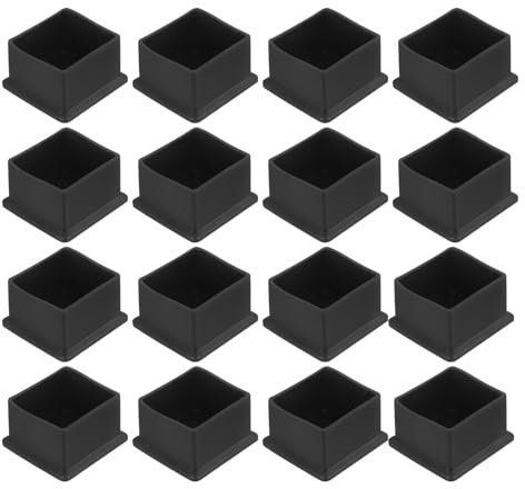 sourcing map 16Pcs PVC Square Chair Leg Caps, 40mm x 40mm OD Black Furniture Feet Pads Table Foot Cover Caps Floor Protectors for Patio Table Cabinet Bed Furniture
