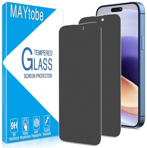 MAYtobe [2 Pack] Matte Privacy Screen Protector For iPhone 15 Pro max, 15 Plus, Anti Spy Tempered Glass, 9H Hardness, Case Friendly, Anti Scratch, Touch Sensitive