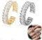 Ring Set Frauen Vergoldete Silber Ringe,Stein Ring mit Zirkonia Kristallen Offene Ringe eingestellt Eternity Rechteck Damen Silber,Classic Silver Schmuck Girl Ring Eignet Sich für Geburtstagsgeschenk