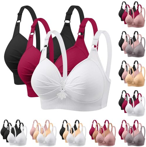 XCXC 3er Pack BHS Damen Ohne Bügel Push Up BH Set Frauen Grosse Grössen Klassische BH mit verstellbarem Weich Atmungsaktiver Bequem BHS Set Bustier für Alltag Fitness Outdoor