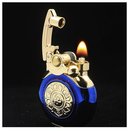 Kipphebel-Retro-Kraftstofffeuerzeug, antikes Feuerzeug, wiederverwendbares, winddichtes Windjacken-Feuerzeug, cooleres Geburtstagsgeschenk for Männer, Vater, Ehemann als Stabfeuerzeug (schwarz)(Blau)