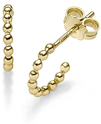 Halbcreolen 11,5x1,8mm Creolen Kügelchen mit Stecker 585 Gold Gelbgold