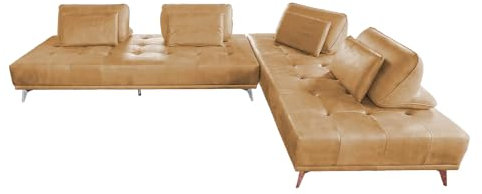 KAWOLA Ecksofa Wohnlandschaft Velvet Sofa WIOLO Sofa aus Leder Cognac, Luxuriöse Couch Samt Optik, Großzügige Liegefläche 240x220 cm