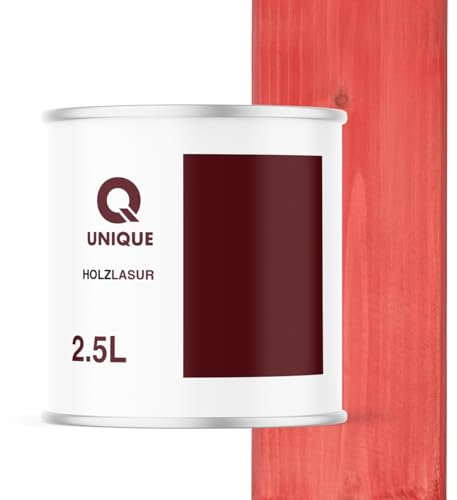 Q UNIQUE Holzlasur Satin 2,5L | Farbton: Rosa | Holzschutz außen & innen | Wetterfest & UV-beständig | Für Zäune, Möbel, Terrassen