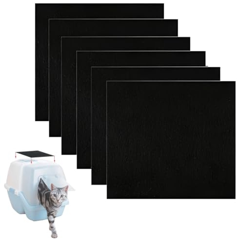 Tomedeks 6Pcs Activated Carbon Filters,cat litter filter,Carbon Filter for Cat Litter Box,Activated Charcoal Carbon Air Purifier for Hooded Cat Litter Boxes,Odor Control & Air Purification-10.5x11.5cm