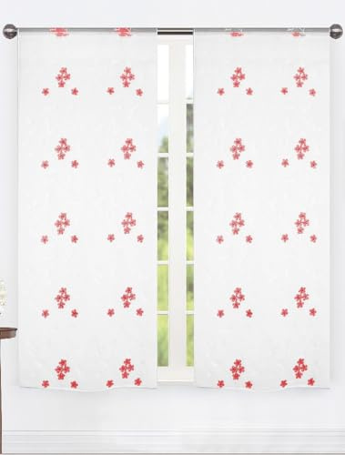 Tende cucina a vetro 2 pezzi, 60x150 cm e 60x240 cm, con Passanti, per Cucina e Bagno, trasparenti, per finestra, porta finestra (Bordeaux, 60x240 cm)