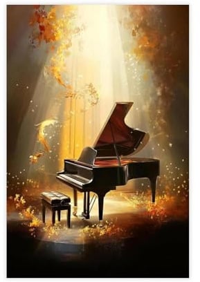 GOIAEGAG Traumhafter Klavier-Kunstdruck, Leinwand, Poster, Wandkunst, Dekordruck, Bild Gemälde für Wohnzimmer, Schlafzimmer, Dekoration, 60 x 90 cm