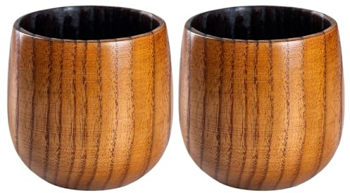 Set di 2 tazze da Whisky in legno – Set di tazze antiche fashioned in legno carbonizzato da 3,74 pollici | Tasseś da Whisky riutilizzabili per Borbone, Vino, Caffè, Regalo per Uomini/Papa,