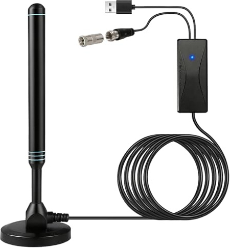 Auravale HDTV Aerial Indoor With Signal Booster Magnetic Base 4K 1080P | New upgrade Outdoor High Gain Digital Antenna for Smart Freeview TV Long Range 16.5FT Coax Cable Portable for All TVs Black