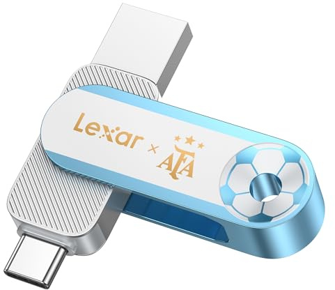 Lexar Disque Dur SSD D500 128 Go USB 3.2 Gen 1, édition AFA, Coupe du Monde, Double Port USB Type-C/Type-A, jusqu'à 400 Mo/s, Compatible avec iPhone 15/16/17, Android, tablettes, PC et Mac